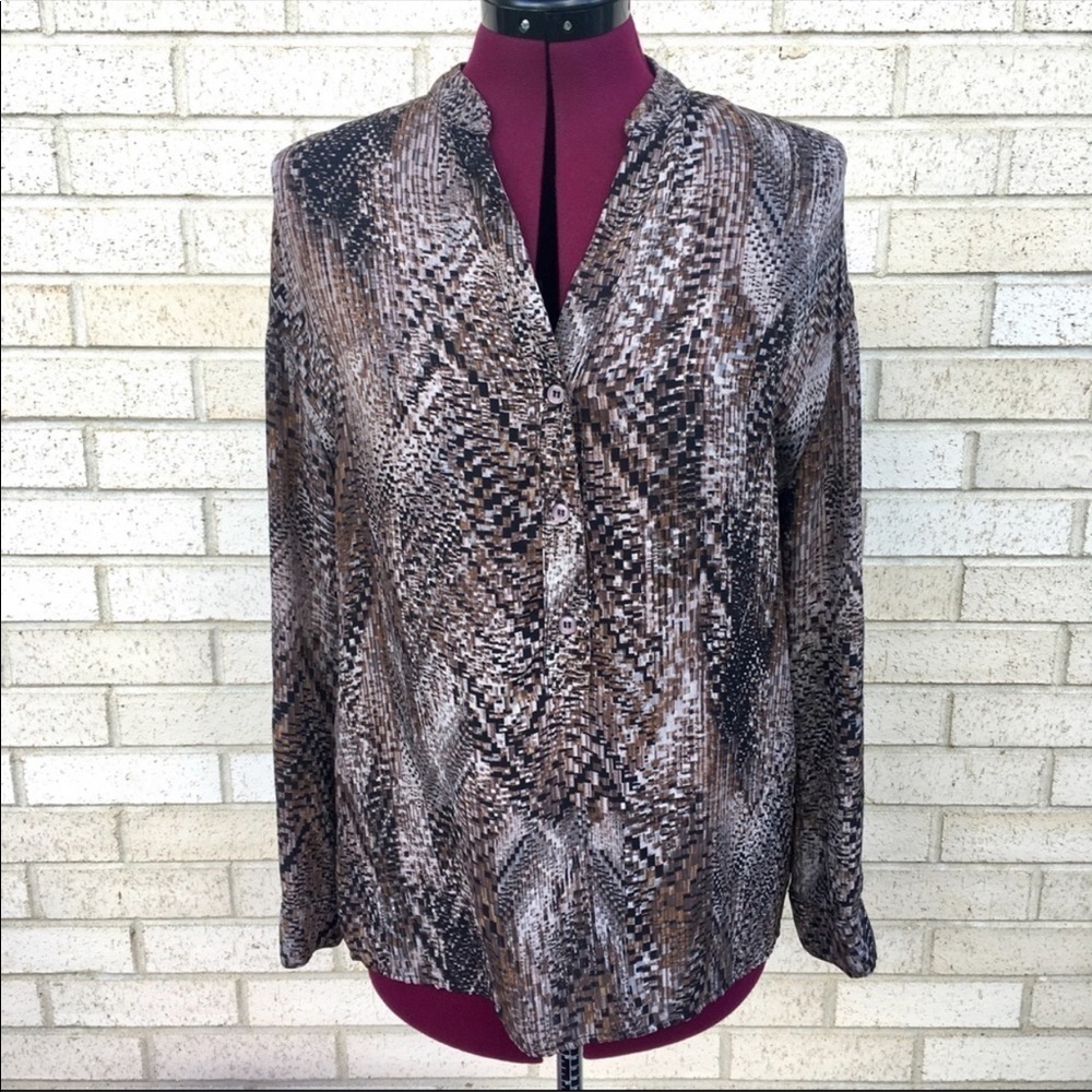 Kut from the Kloth Patterned Long Sleeve Blouse Size Small
